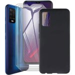 Coque pour wiko power u20 / wiko power u10 + 4 pack film protection cran en verre trempnoir silicone ...