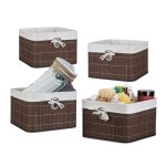Corbeille lot de 4 panier de rangement housse amovible poigne bote tagre armoire hxlxp 20 x 31 x ...