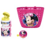 Corbeille + bidon + sonnette minnie - disney - rose blanc et jaune - pour enfant