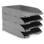 Corbeilles � courrier a4 plastique opaque gris - waytex - pack de 4