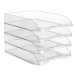 Corbeilles  courrier a4 plastique transparent - waytex - pack de 4
