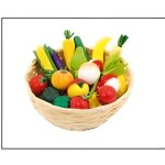 Corbeille de fruits et l�gumes en bois - goki - 24 pi�ces - jouet dimitation en bois