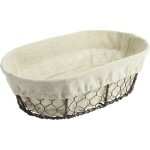 Corbeille � pain ovale en m�tal et lin