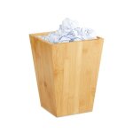 Relaxdays corbeille � papiers en bambou carr� 6l sans couvercle bureau salle de bain poubelle 27x20x20 ...