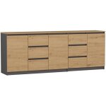 Costi - buffet long 3 portes + 6 tiroirs - 200x40x75 cm - meuble de rangemnt salon salle � manger
