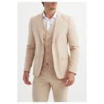 Costume 3 pices - beige - homme - ajust - 2 boutons - multiples poches intrieures