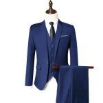 Costume 3 pi�ce homme mariage - c�r�monie 1 bouton slim style daffaires costume homme unie - bleu