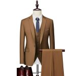 Costume 3 pices - xhn405 - slim fit - marron - grande taille - pour homme