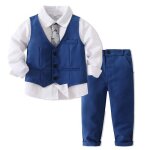 Costume 4 pi�ces gar�on bleu mariage soir�e el�gant gentlemen - bleu
