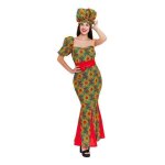 Costume africain - partilandia - femme - multicolor - inclus: robe ceinture turban