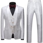 Costume blanc homme 3 pi�ces mariage c�r�monie slim fit vetement fashion elegant col ch�le