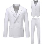 Costume blanc homme c�r�monie slim fit 3 pi�ces � double boutonnage vetement formel mariage couleur unie ...