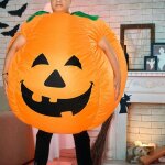 Costume de citrouille dhalloween gonflable vingvo - modle adulte en polyester orange