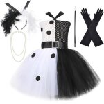 Costumes de cosplay noir et blancjupe tutu pour enfantsrobe en maille princesse cosplay carnaval halloween ...