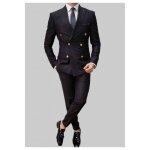 Costume crois - marine - homme - veste double - pantalon 1 pli - 100% polyester