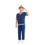 Costume - d�guisement marin bleu - 5 - 6 ans - t - shirt pantalon chapeau - tissu synth�tique