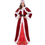 Costume dguisement mre nol robe col v patineuse princesse manche longue ceinture chapeau pompon rtro ...