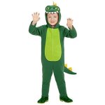 Costume de dragon - widmann - salopette � capuchon - vert - enfant - mixte