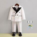 Costume enfant 4 pices tenue de smoking bb garon pour mariage ou crmonie - blanc