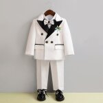 Costume enfant 5 pices tenue de smoking bb garon pour mariage ou crmonie - blanc