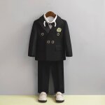 Costume enfant 5 pi�ces tenue de smoking b�b� gar�on pour mariage ou c�r�monie - noir