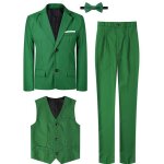 Costume enfant garcon ensembles de fte de nol - blazer + pantalon + gilet + n?ud papillon - vert - ...