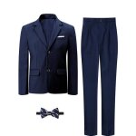 Costume enfant garcon mariage 3 pcs - blazer + pantalon + n?ud papillon - tenues de crmonie - bleu ...