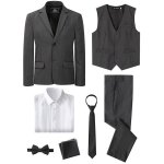 Costume enfant garcon mariage 7 pcs - tenues de crmonie - gris fonc - 8 - 14 ans