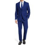 Costume homme - fil  fil bleu - veste double - pantalon 1 pli - fabrication italienne