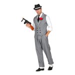 Costume de gangster - widmann - gris - xxl - gilet pantalon et cravate inclus - pour homme Costume de gangster - widmann - gris - xxl - gilet pantalon et cravate inclus - pour homme