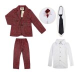 Costume gar�on de 5 pi�ces tenue mariage et c�r�monie gentilhomme - rouge