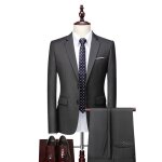 Costume homme 2 pièces fête soirée mariage business fit grande vêtements masculin xhn336 gris foncé Costume homme 2 pièces fête soirée mariage business fit grande vêtements masculin xhn336 gris foncé