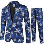 Costume homme 2 pices  imprim nol fte soire mariage business fit grande vtements masculin wx65 ...