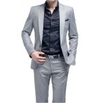 Costume homme 2 pices slim fit smoking simple poitrine  un bouton blazer veste et pantalon