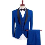Costume homme 3 pi�ces c�r�monie et mariage col ch�le costume slim fit classique - bleu