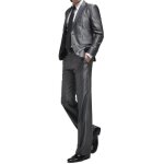 Costume hommes 3 pices mode costume de mariage slim fit couleur unie - argent gris