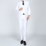 Costume hommes 3 pices mode costume de mariage slim fit couleur unie - blanc