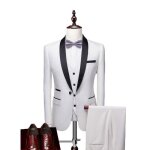 Costume homme 3 pices slim fte soire mariage business fit - blanc
