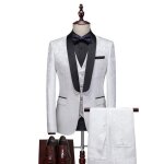 Costume homme 3 pices slim fte soire mariage business fit grande vtements masculin xhn340 blanc