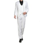 Costume hommes 3 pices slim fit mode costume de mariage business couleur unie - blanc