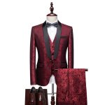 Costume homme 3 pices slim rouge - xhn340 - fte soire mariage business fit