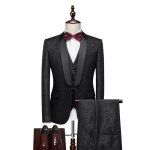 Costume homme 3 pices slim - xhn340 - noir - fte soire mariage business fit