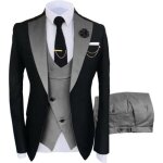 Costume pour homme 3 pices veste et pantalon gilet jacquard slim blazer de soire de mariage daffaires ...