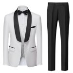 Costume homme 3 pi�ces - xh524 - blanc - slim fit - grande taille - v�tements masculin