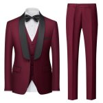Costume homme 3 pices - xh524 - slim fit - bordeaux