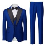 Costume homme 3 pices - xh525 - bleu - slim fit - grande taille - vtements masculin