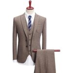 Costume homme mariage 3 pieces slim fit costume cérémonie business col cranté couleur unie Costume homme mariage 3 pieces slim fit costume cérémonie business col cranté couleur unie