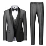 Costume homme mariage 3 pi�ces slim fit c�r�monie vetement business formel elegant col ch�le - gris
