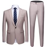 Costume homme uni 2 pieces de marque luxe en slim vêtements masculin xhc1153 beige Costume homme uni 2 pieces de marque luxe en slim vêtements masculin xhc1153 beige