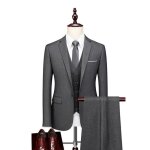 Costume homme uni 3 pices grande taille en slim fit grande vtements masculin xh539 gris
